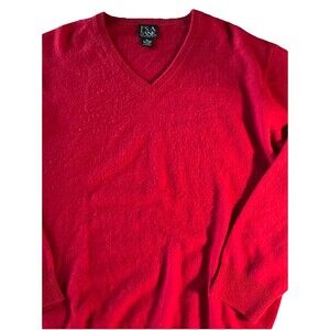 Jos A Bank 100% Cashmere Sweater Mens XL Red V Neck Soft Lightweight Classic